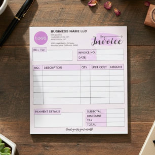 Bloc-note Formulaire de facture personnalisé avec logo, peti