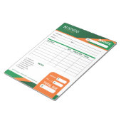 Bloc-note Formulaire de facture vert professionnel avec rayu (Incliné)