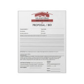 Bloc-note Formulaire de proposition de toiture rouge (Tourné)