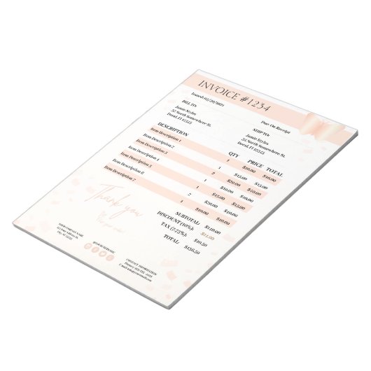 Bloc-note Formulaire de soumission professionnelle, facture, (Incliné)