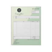 Bloc-note Formulaire devis d'entreprise, facture, ajoutez vo (Tourné)