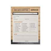 Bloc-note Formulaire d'intervention de service de bricolage  (Tourné)