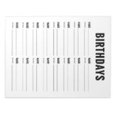 Bloc-note Formulaire d'organisation des anniversaires (Devant)