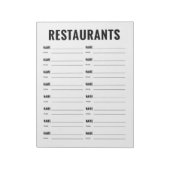 Bloc-note Formulaire d'organisation des restaurants (Tourné)