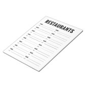 Bloc-note Formulaire d'organisation des restaurants (Incliné)