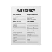 Bloc-note Formulaire d'organisation d'urgence (Tourné)