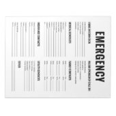 Bloc-note Formulaire d'organisation d'urgence (Devant)