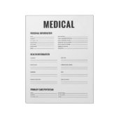 Bloc-note Formulaire d'organisation Médicale (Tourné)