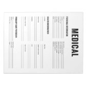 Bloc-note Formulaire d'organisation Médicale (Devant)