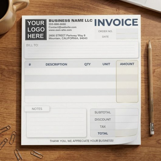 Bloc-note Formulaires de commande de reçu de vente de factur