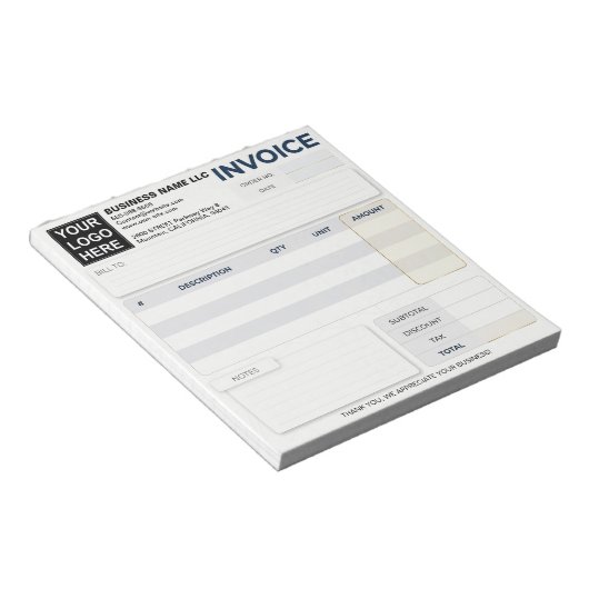 Bloc-note Formulaires de commande de reçu de vente de factur (Incliné)