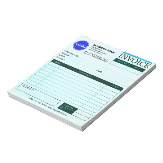 Bloc-note Formulaires de facture de commande de vente commer (Tourné)