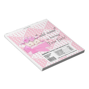 Bloc-note Fournitures pour Baby Shower de Jumelles Rose Emba
