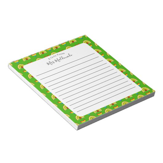 Bloc-note Fournitures scolaires Motif vert avec lignes (Incliné)