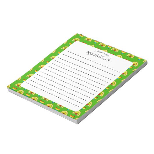 Bloc-note Fournitures scolaires Motif vert avec lignes (Tourné)