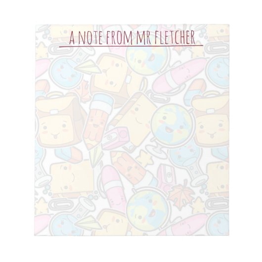 Bloc-note Fournitures scolaires personnalisées Motif (Devant)