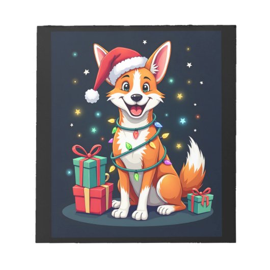 Bloc-note Fox Terrier Éclairage de Noël Père Noël Fox Terrie (Devant)