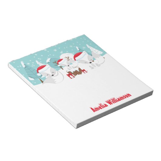 Bloc-note Foxes arctiques des bois de Noël (Incliné)