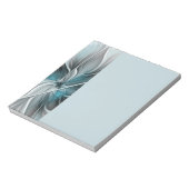 Bloc-note Fractal Floral Moderne Abstrait Fleur Bleu Gris (Tourné)