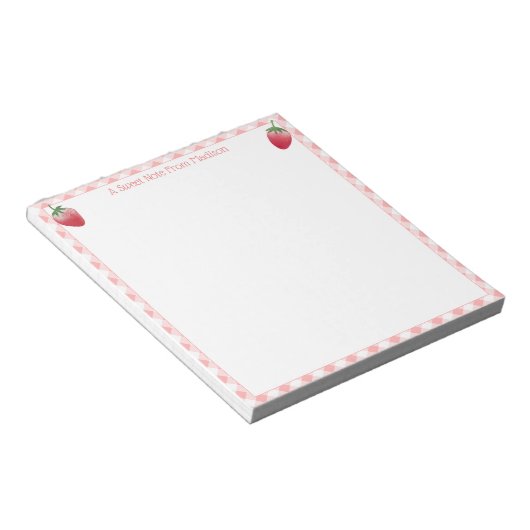 Bloc-note Fraise douce rose En vichy Check Girl's (Incliné)