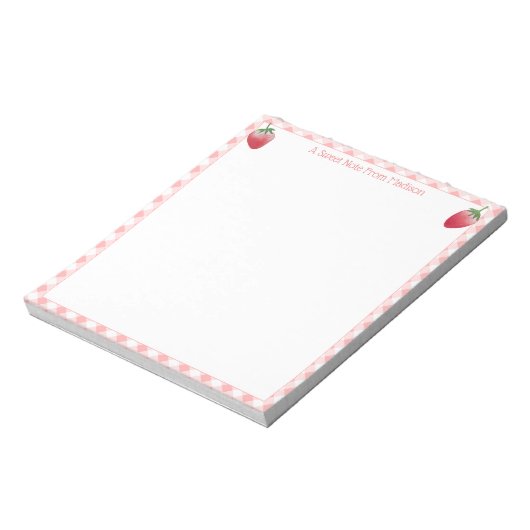 Bloc-note Fraise douce rose En vichy Check Girl's (Tourné)