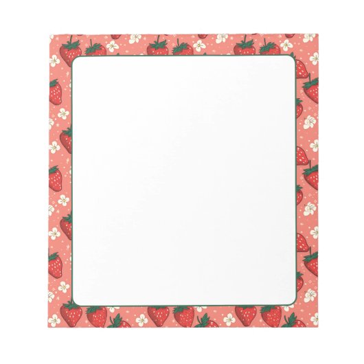 Bloc-note Fraises et fleurs Coral rose (Devant)