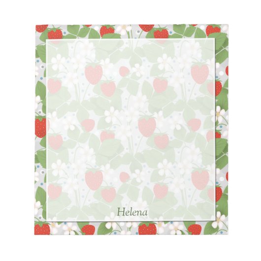 Bloc-note Fraises et fleurs rose et blanche (Devant)