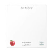 Bloc-note From the desk of teacher name red apple quote (Devant)