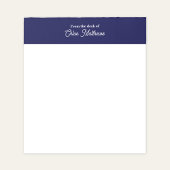 Bloc-note From The Desk Of White Script Navy Blue Border