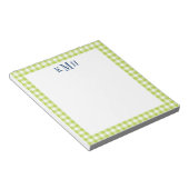 Bloc-note Frontière à carreaux gingham vert citron (Incliné)