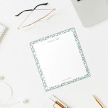 Bloc-note Frontière botanique moderne bleue et verte<br><div class="desc">Ce bloc-notes peut être personnalisé avec un nom comme un cadeau réfléchi pour elle. Il est bordé d'une motif feuille d'eucalyptus bleu pastel,  vert et blanc.</div>