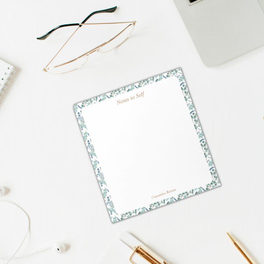 Bloc-note Frontière botanique moderne bleue et verte