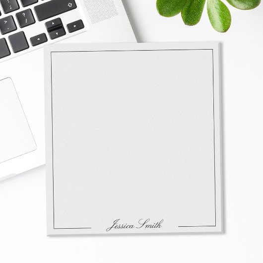 Bloc-note Frontière de monogramme élégante en noir et blanc