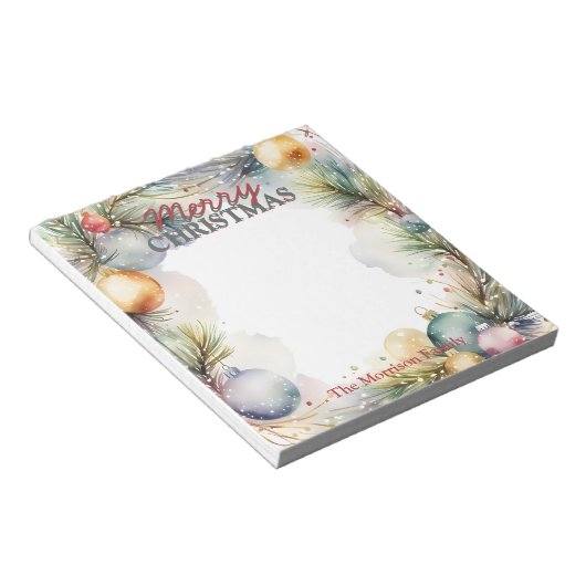 Bloc-note Frontière festive des branches de pin Noël (Incliné)