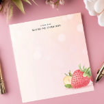 Bloc-note Fruit d'été de fraise sucrée Nom personnalisé<br><div class="desc">Offrez-vous la douceur de l'été avec ce superbe bloc-notes personnalisé ! Une illustration éclatante de fraises mûres, aux détails subtils de la feuille, orne le coin inférieur droit. Un arrière - plan doux et rose ajoute à l'atmosphère joyeuse et estivale. Customisez ce bloc-notes avec votre propre texte pour une touche...</div>