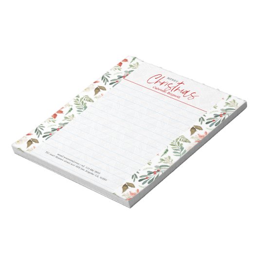 Bloc-note Fruits rouges de Noël et feuillage vert d'hiver (Tourné)