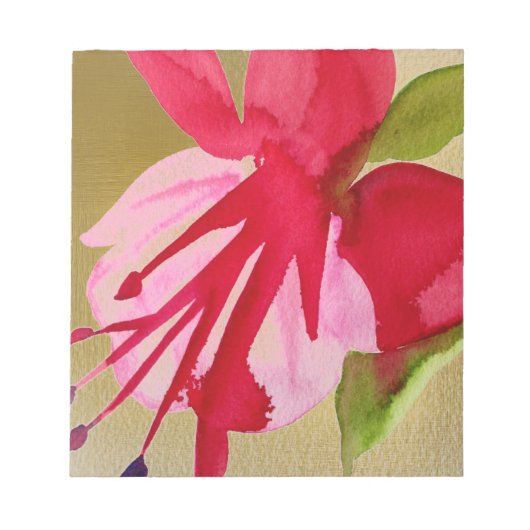 Bloc-note Fuchsia rose pop art aquarelle fleur (Devant)