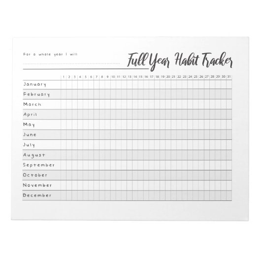 Bloc-note Full year habit tracker notepad (Devant)