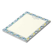 Bloc-note Fun Blue Yellow Dogs Pattern Personalized Name (Tourné)