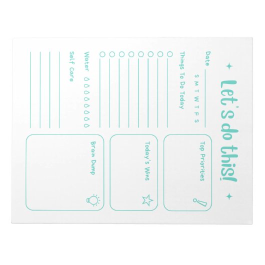 Bloc-note Fun Modern Daily Notepad Self Care and Positivity (Devant)