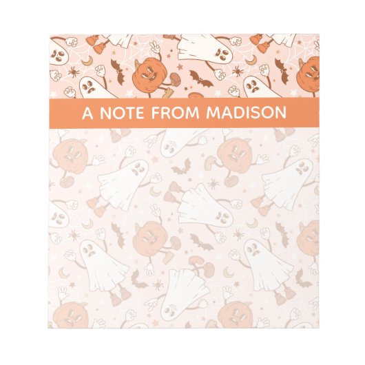 Bloc-note Fun Retro Ghost & Jack-O-Lantern Motif (Devant)