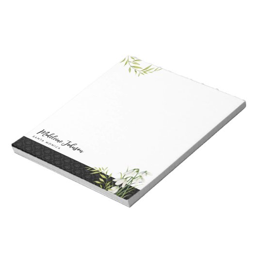 Bloc-note Funéraire Classique Élégant Snowdrops Laurel Damas (Tourné)