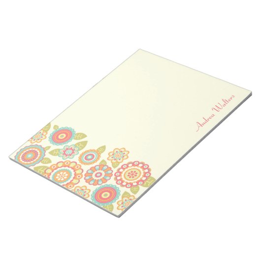 Bloc-note Funky Boho Retro Flowers Mariage (Incliné)