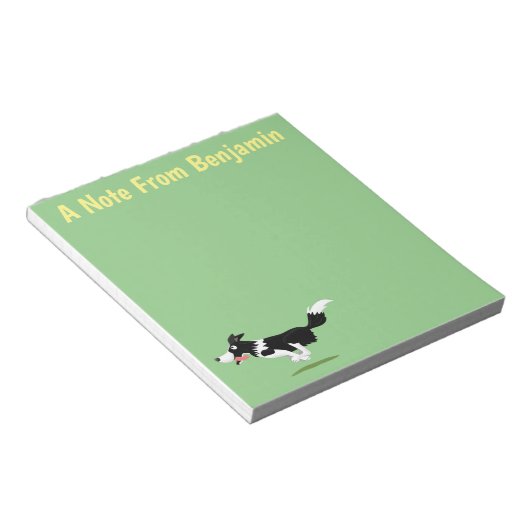 Bloc-note Funny Border Collie chien en course dessin animé (Incliné)