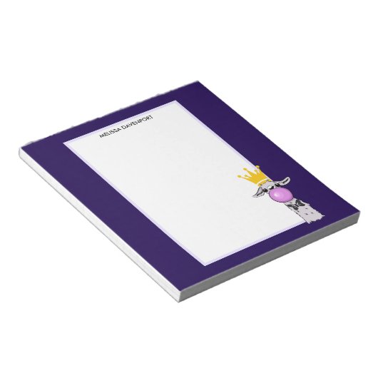 Bloc-note Funny Llama Illustration Blowing a Pink Bubble (Incliné)