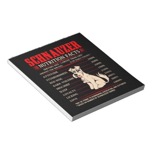 Bloc-note Funny Schnauzer| Schnauzer - Faits de la bulle (Incliné)