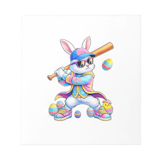 Bloc-note Funny Tie Dye Rabbit Baseball Easter Bunny Men Boy (Devant)