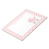 Bloc-note Futur maman poussette chevron rose et blanc (Incliné)