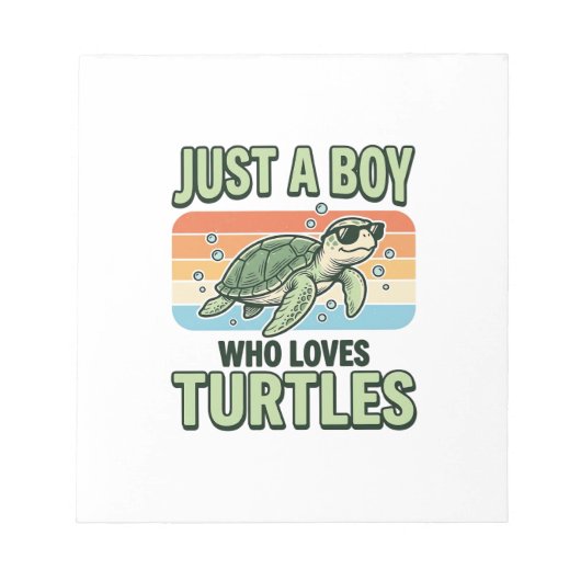 Bloc-note Garçon qui aime les tortues Design de gravure vint (Devant)