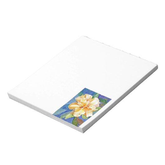 Bloc-note Gardenia jaune géant sur Arrière - plan bleu (Tourné)